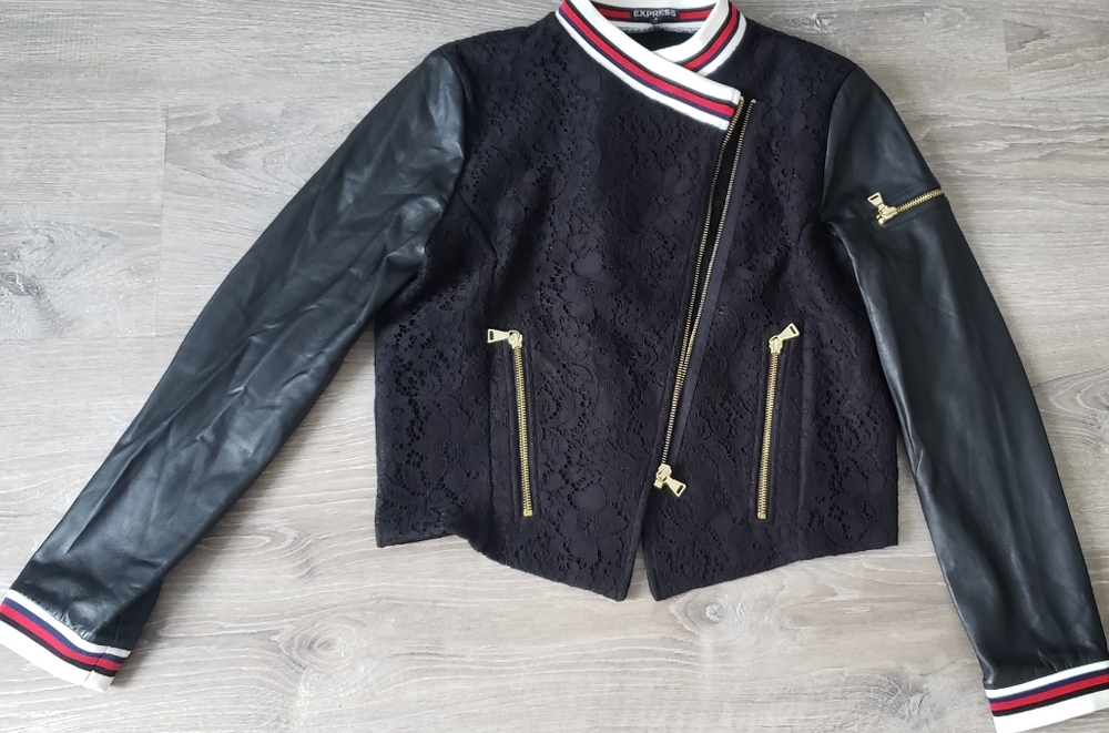 Express M Lace Faux Leather Jacket